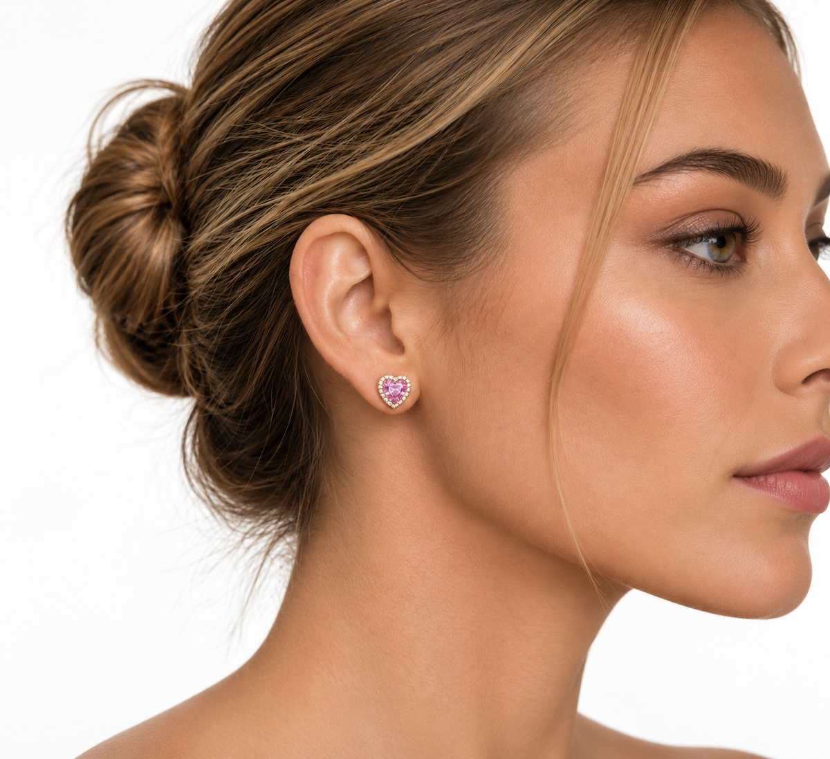 Amoura Pink Heart Diamond Earrings