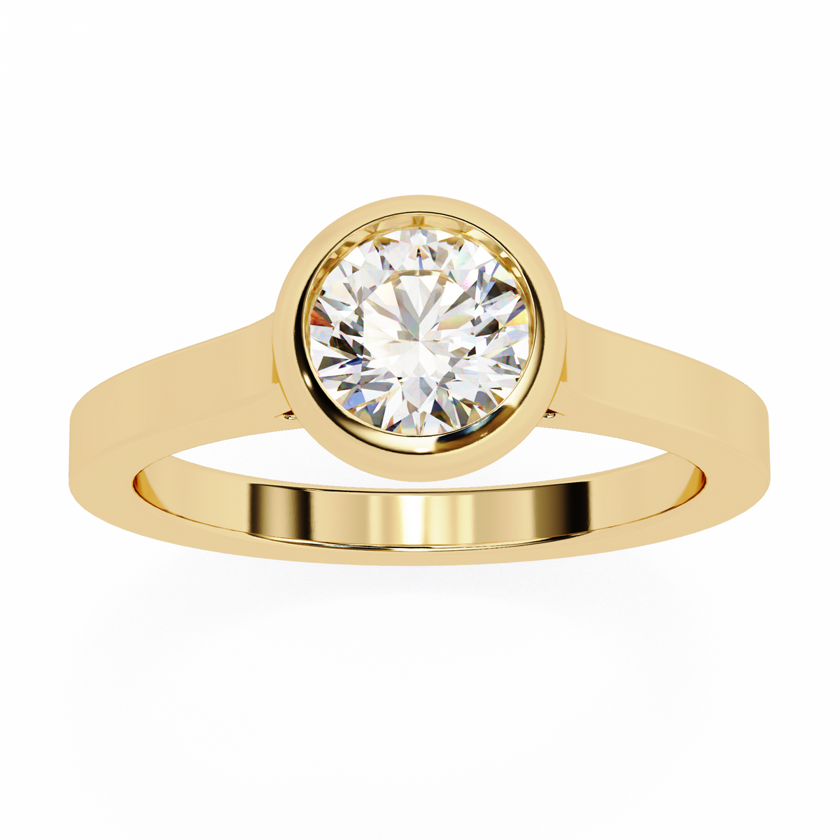 Round Brilliant Bezel-Set Diamond Ring