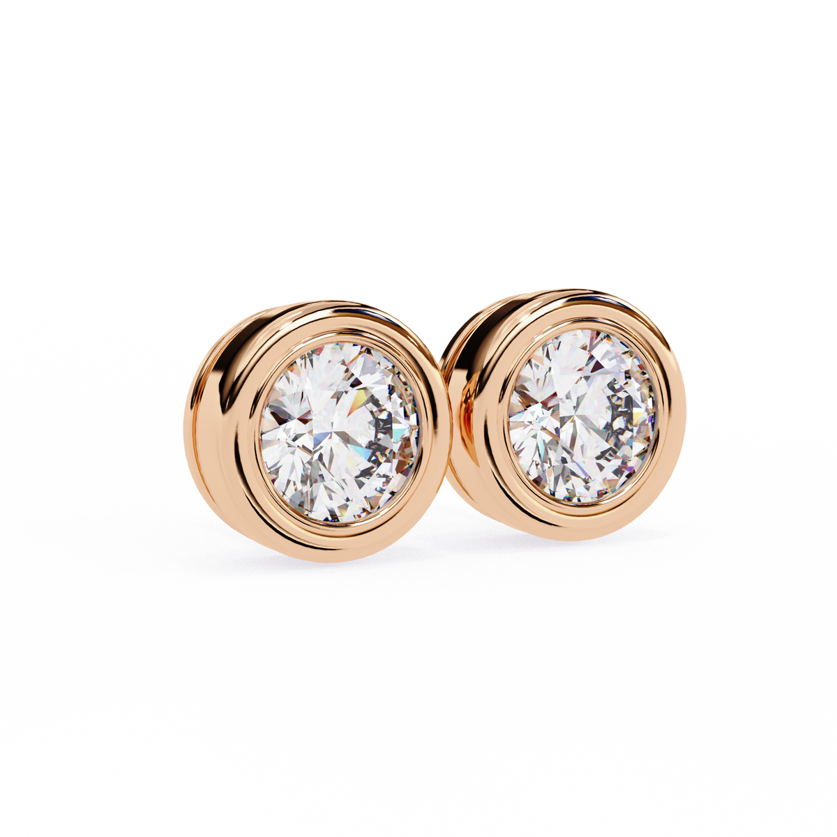 Classic Halo Bezel Stud Earrings