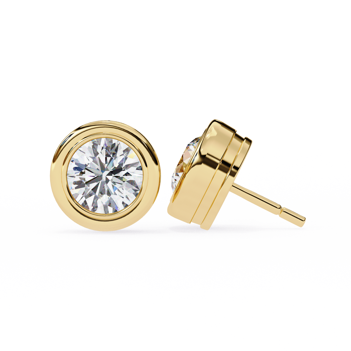 Classic Halo Bezel Stud Earrings