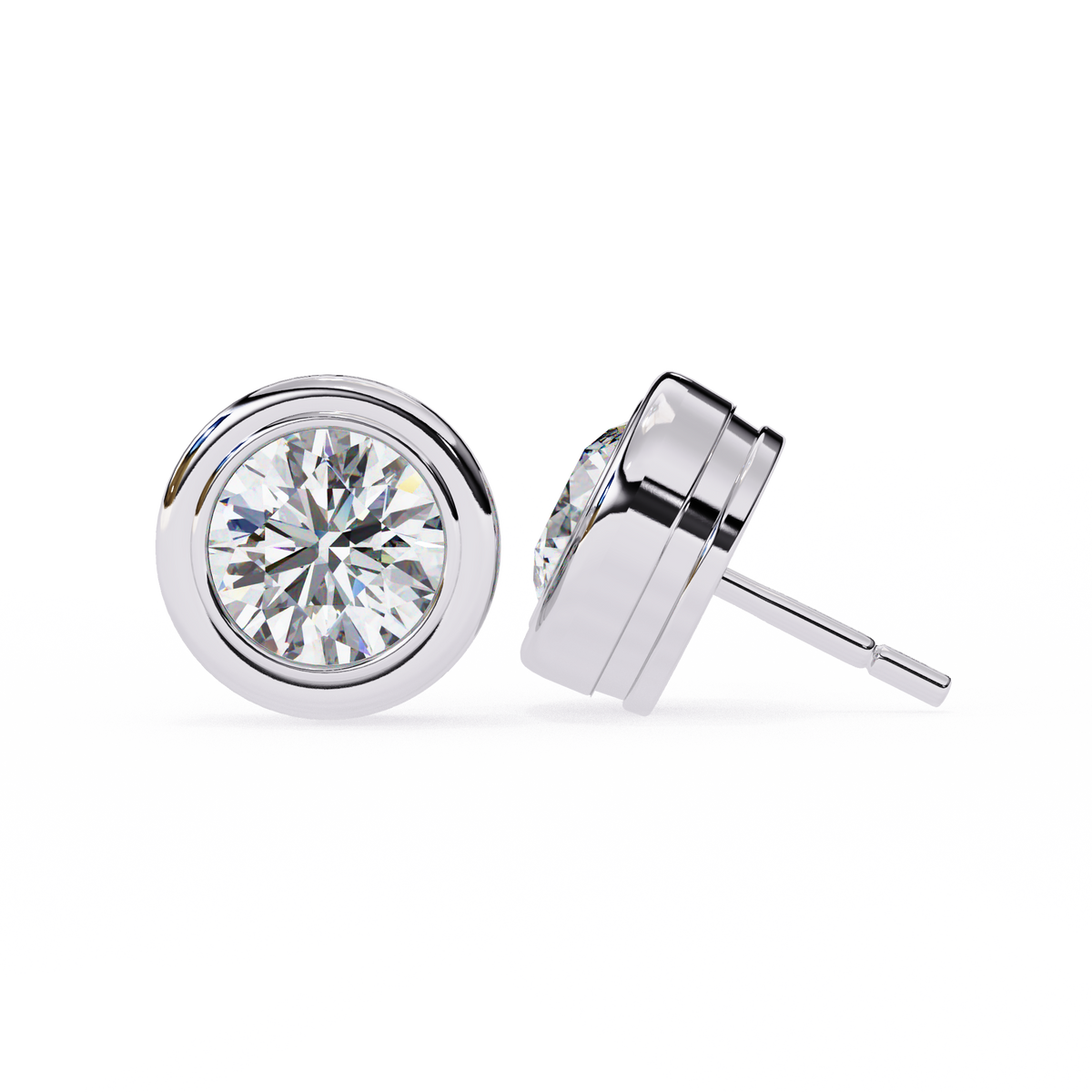 Classic Halo Bezel Stud Earrings