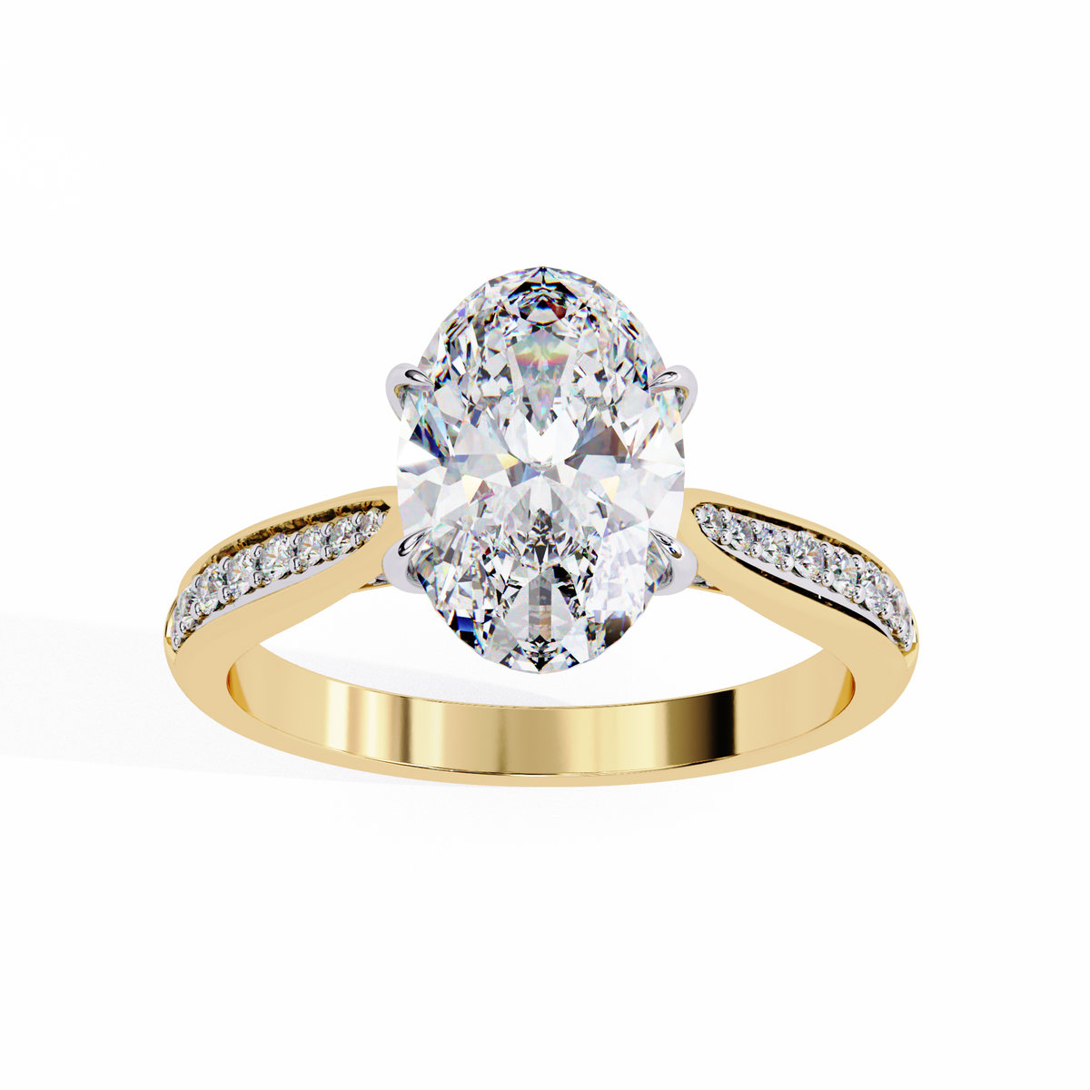 Oval-Cut Pavé Diamond Engagement Ring