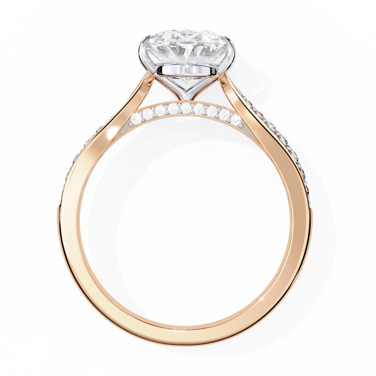 Oval-Cut Pavé Diamond Engagement Ring