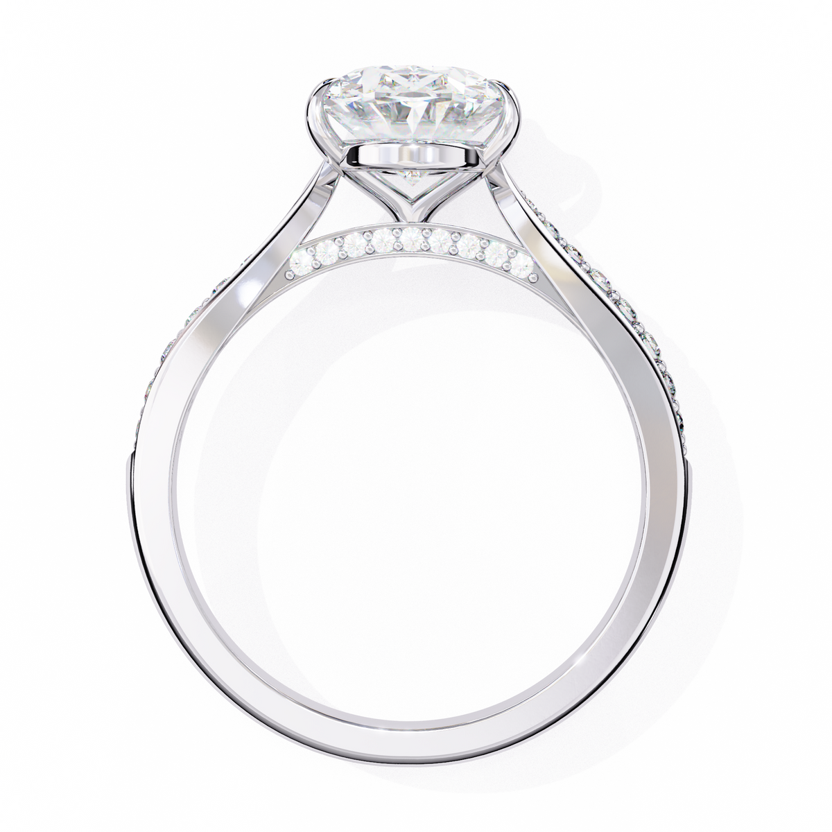 Oval-Cut Pavé Diamond Engagement Ring