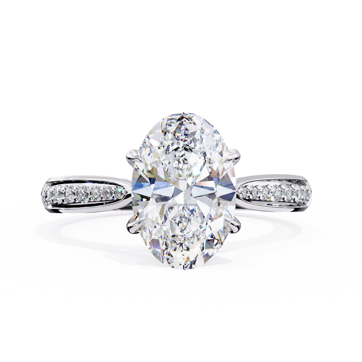 Oval-Cut Pavé Diamond Engagement Ring