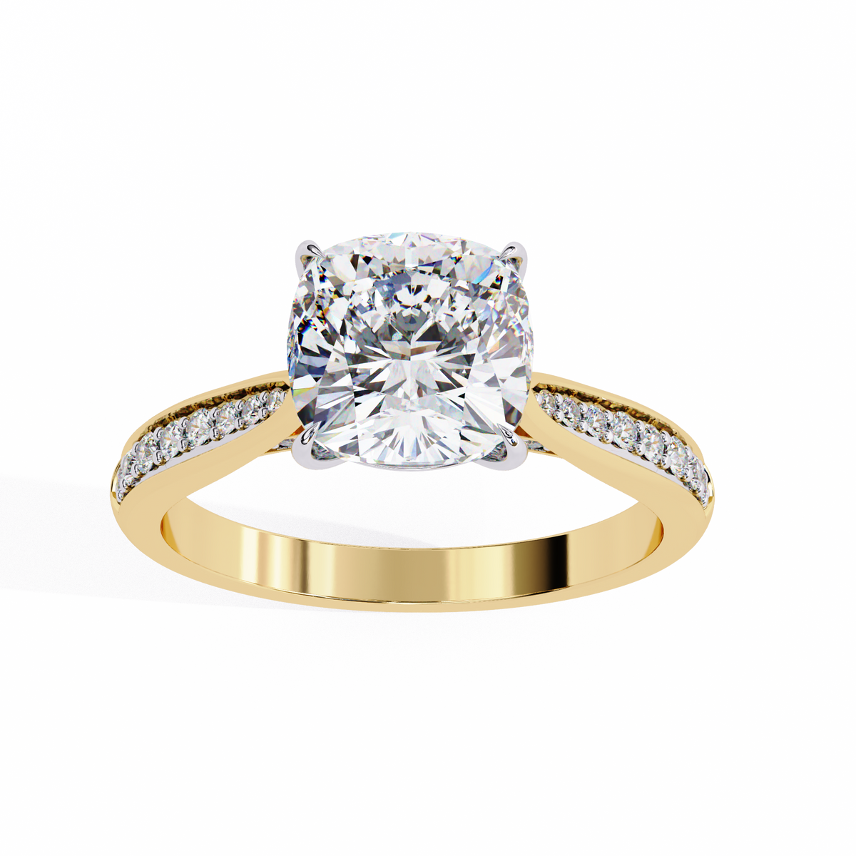 Cushion-Cut Pavé Diamond Engagement Ring