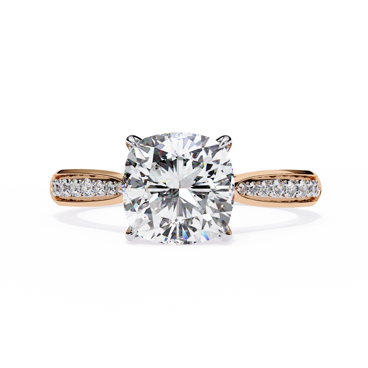 Cushion-Cut Pavé Diamond Engagement Ring