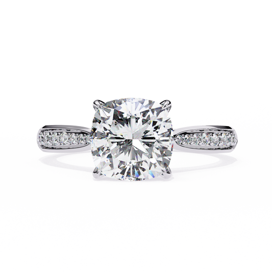Cushion-Cut Pavé Diamond Engagement Ring