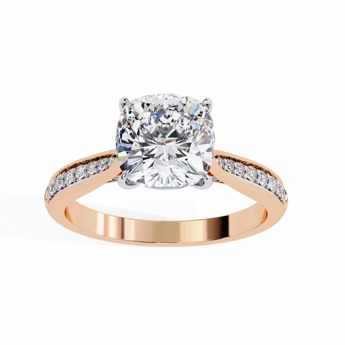 Cushion-Cut Pavé Diamond Engagement Ring