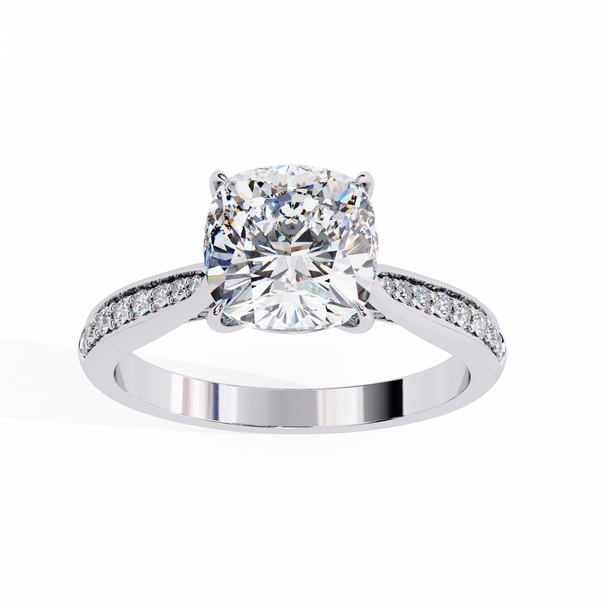Cushion-Cut Pavé Diamond Engagement Ring