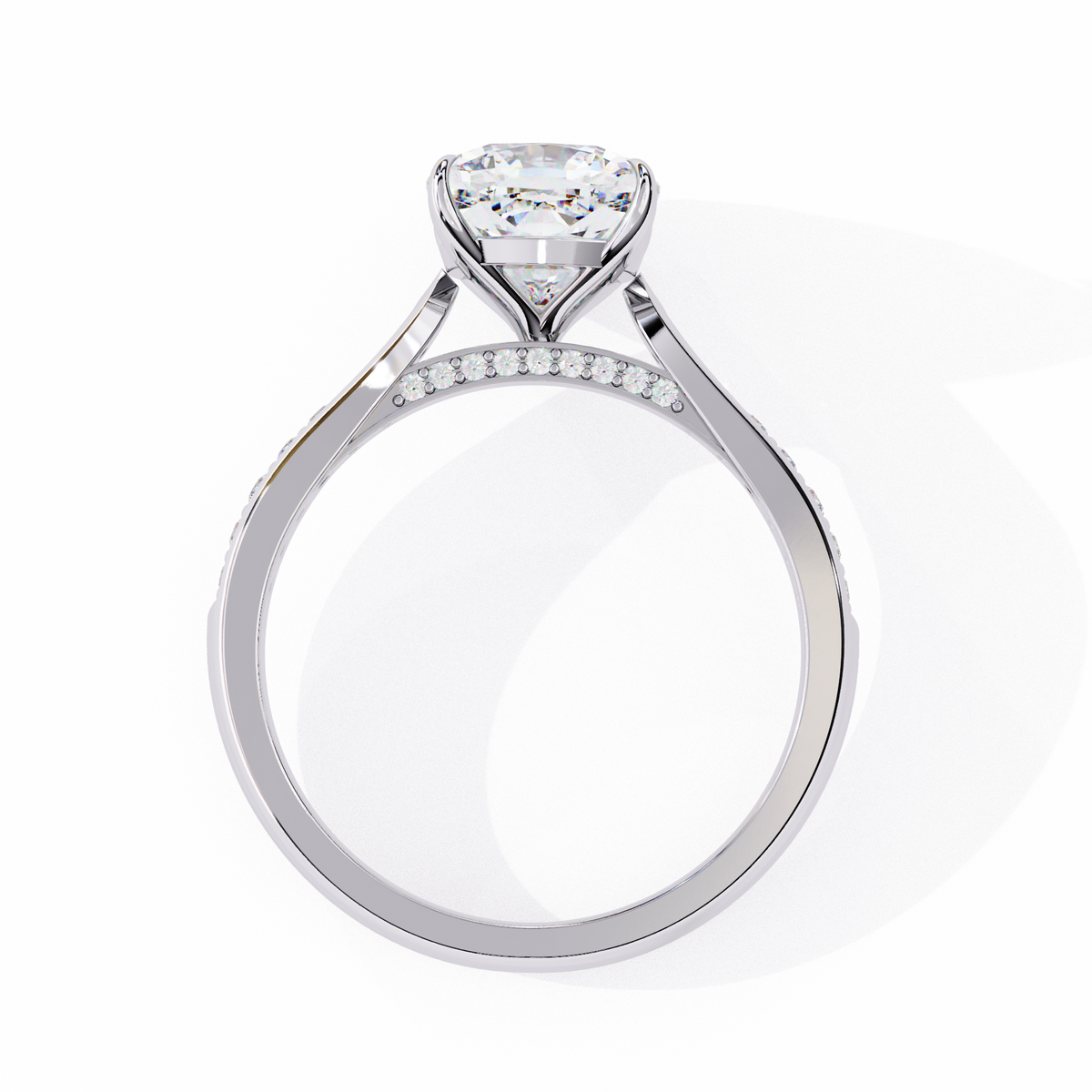 Cushion-Cut Pavé Diamond Engagement Ring