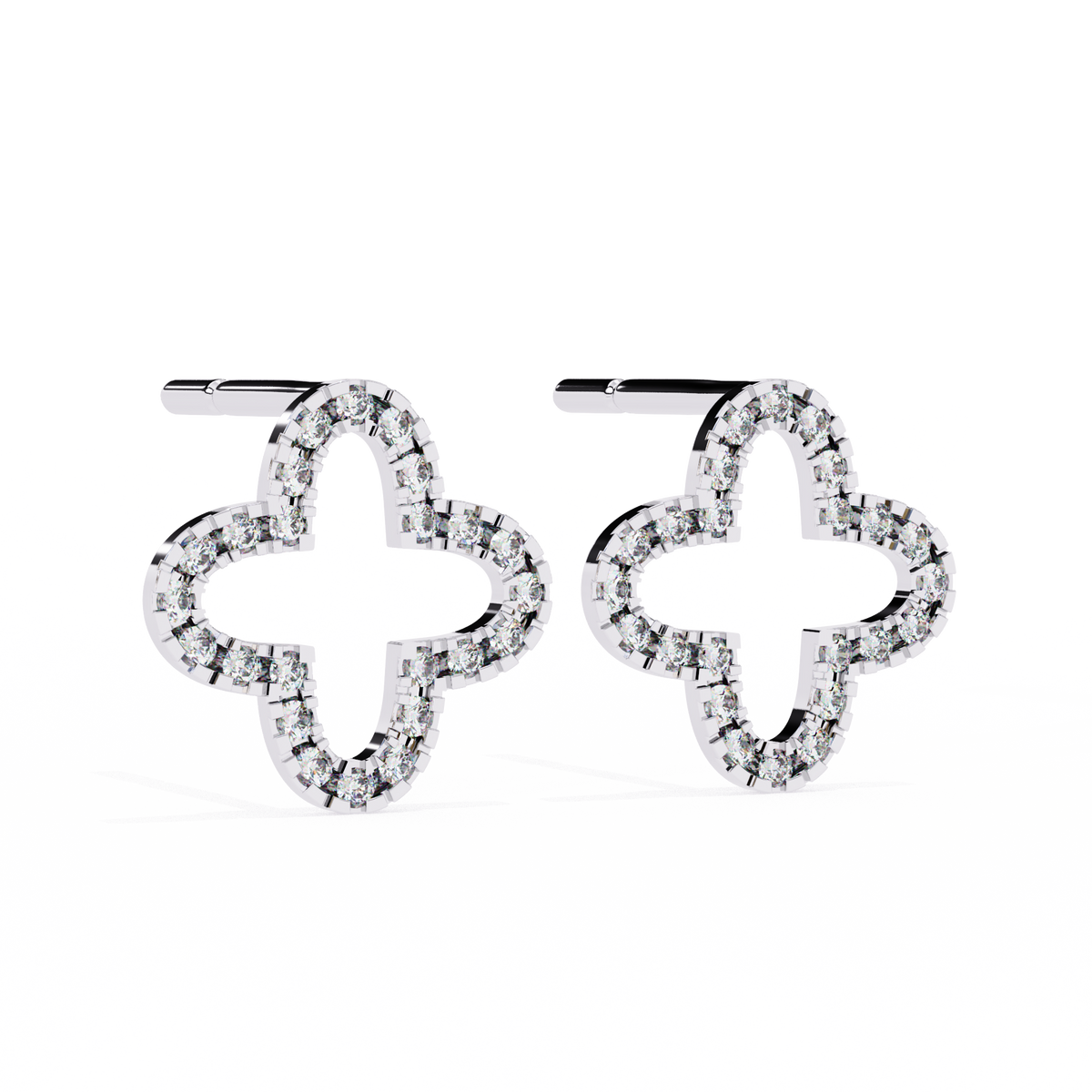 Celestial Clover Pavé Stud Earrings