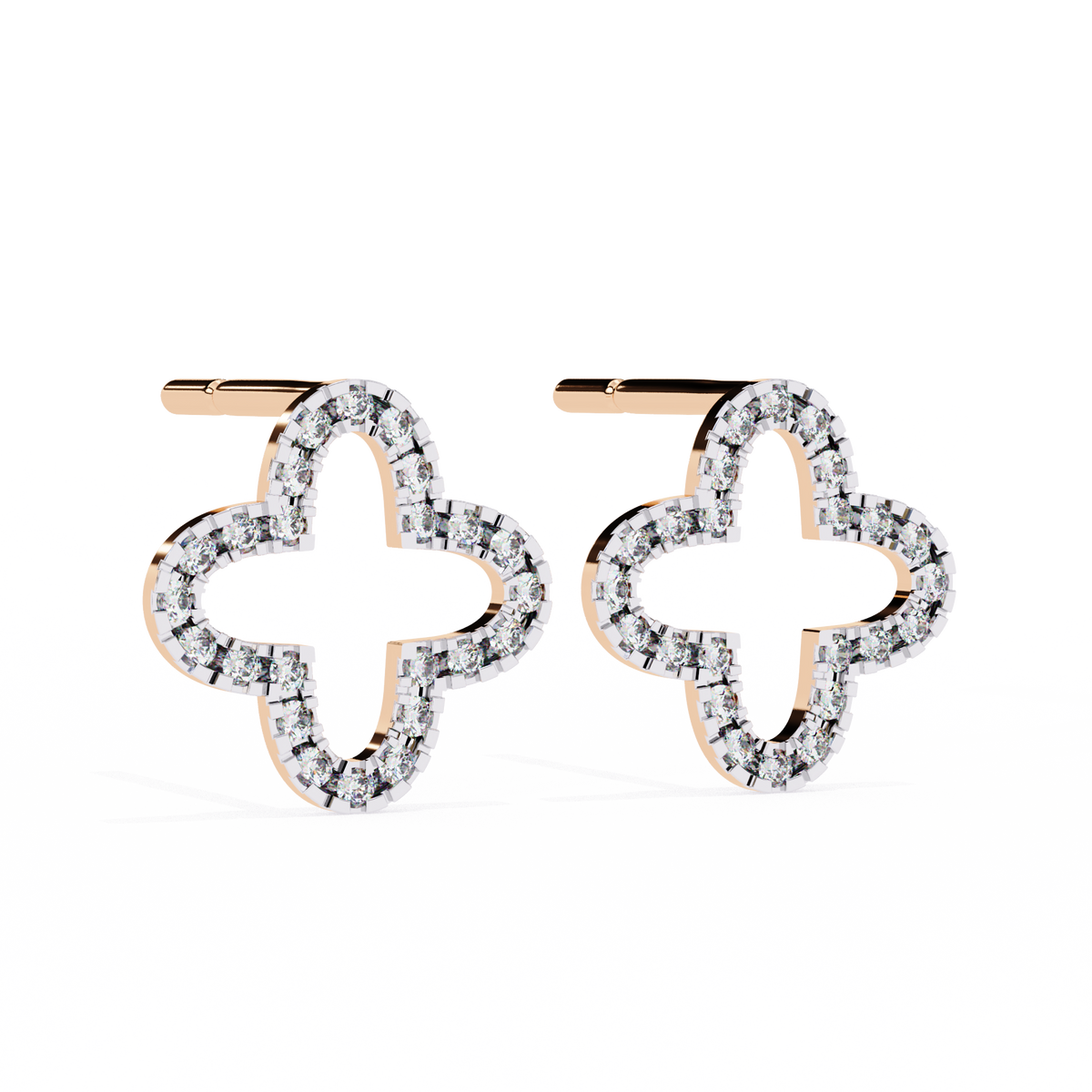 Celestial Clover Pavé Stud Earrings