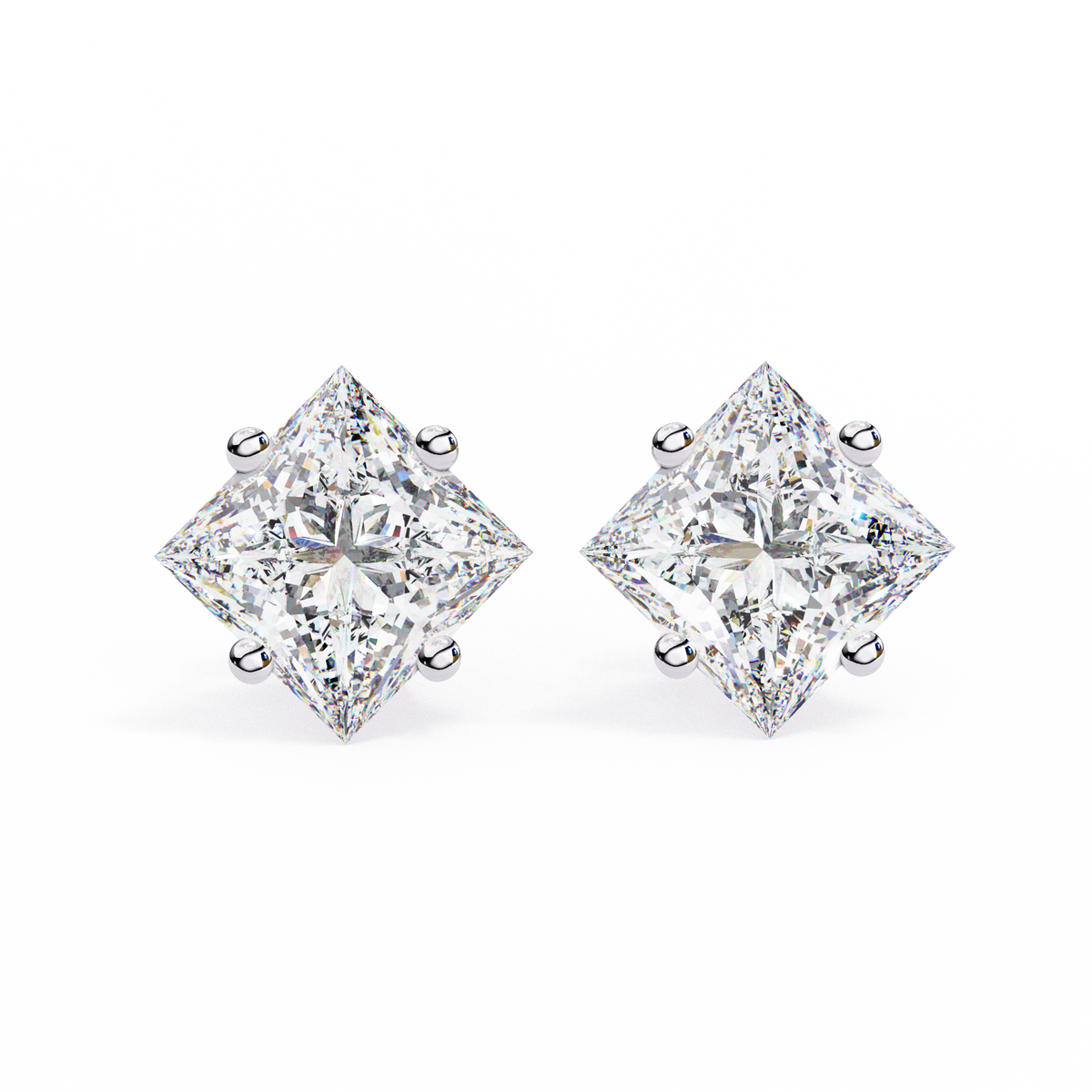 Celestial Princess Cut Stud Earrings