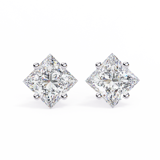 Celestial Princess Cut Stud Earrings
