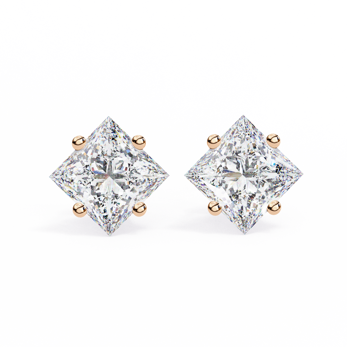 Celestial Princess Cut Stud Earrings