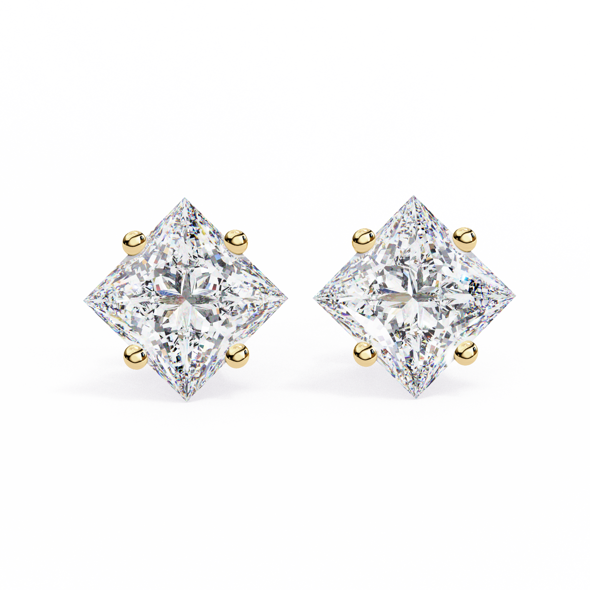 Celestial Princess Cut Stud Earrings