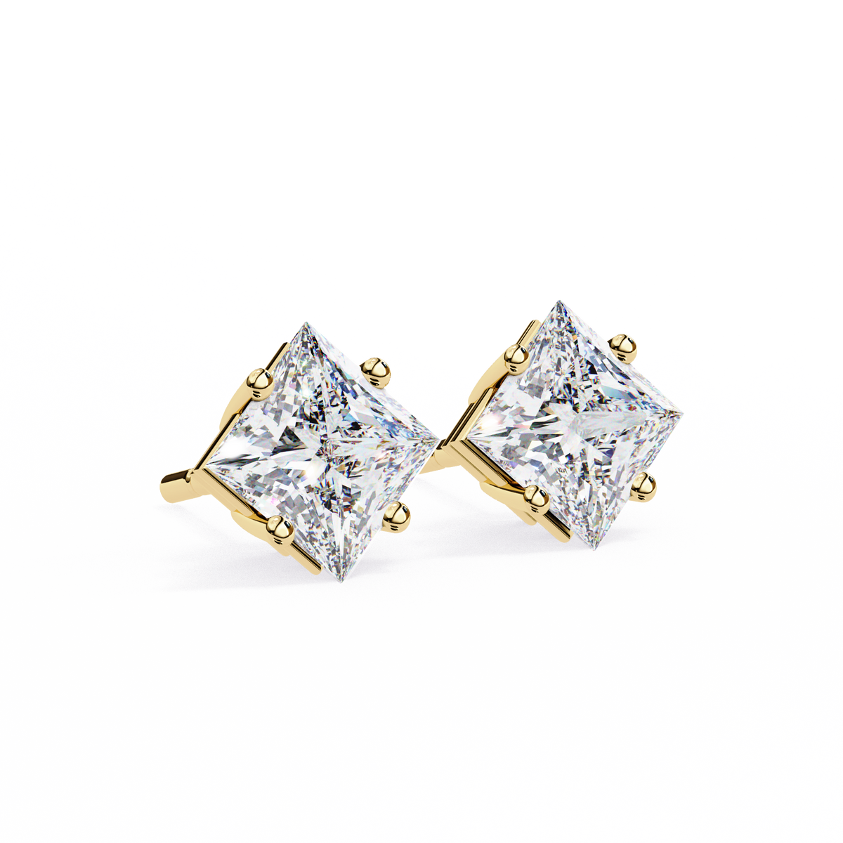 Celestial Princess Cut Stud Earrings