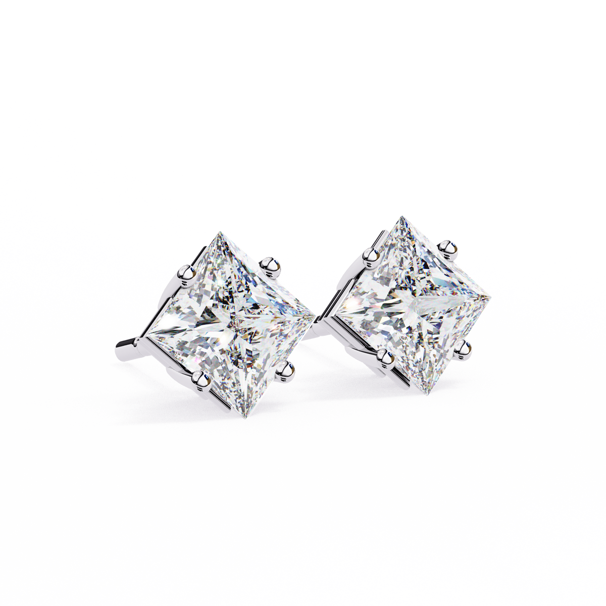 Celestial Princess Cut Stud Earrings