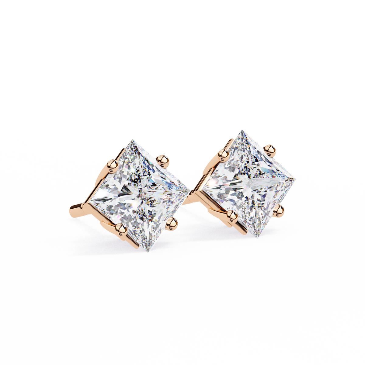 Celestial Princess Cut Stud Earrings
