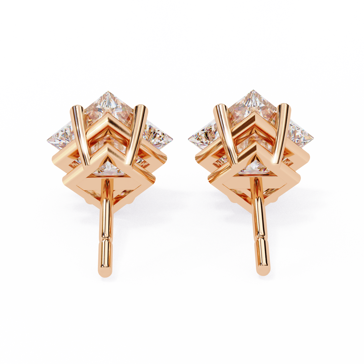 Celestial Princess Cut Stud Earrings