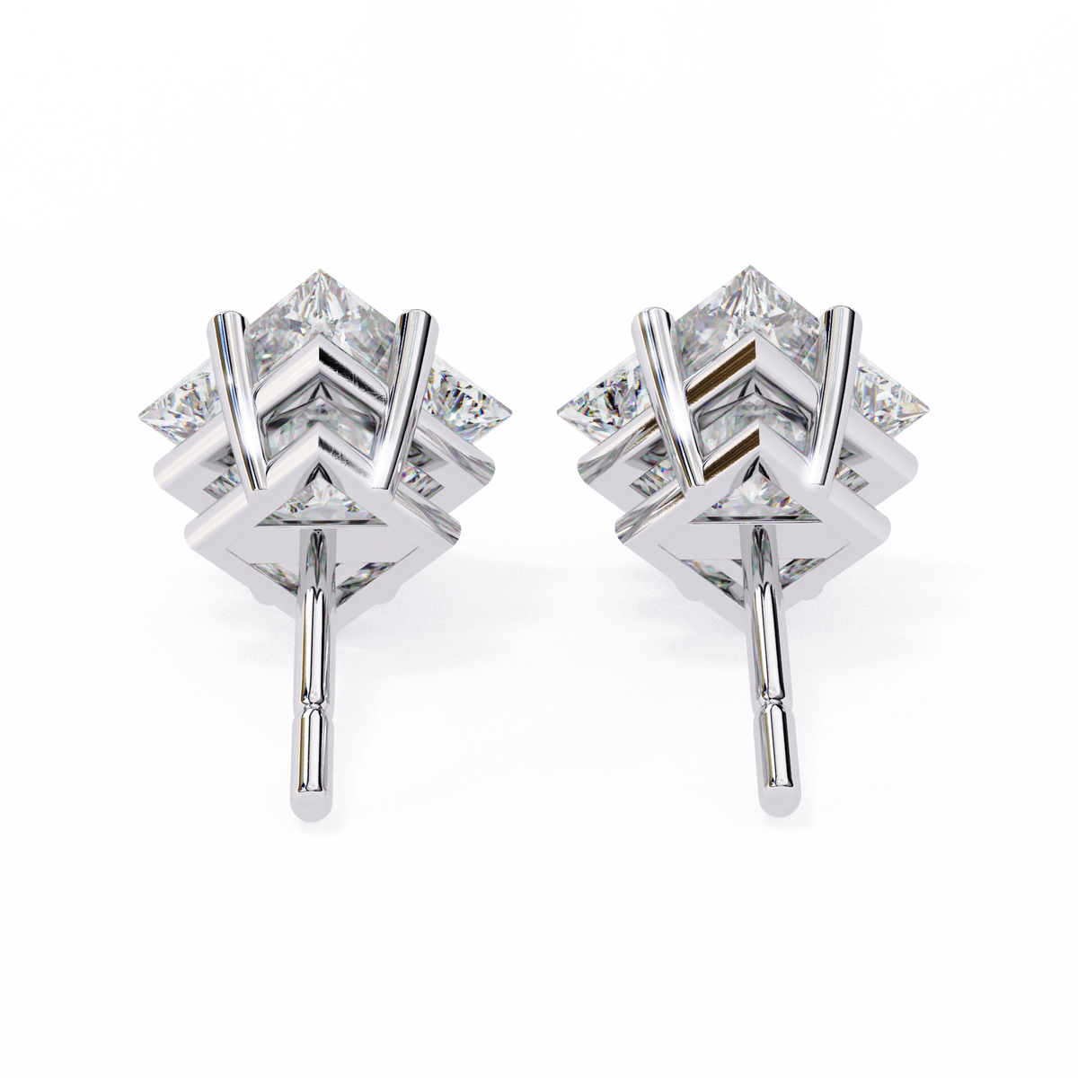 Celestial Princess Cut Stud Earrings