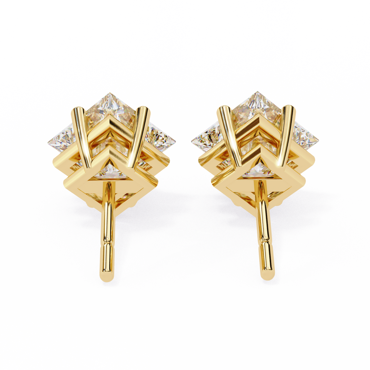 Celestial Princess Cut Stud Earrings