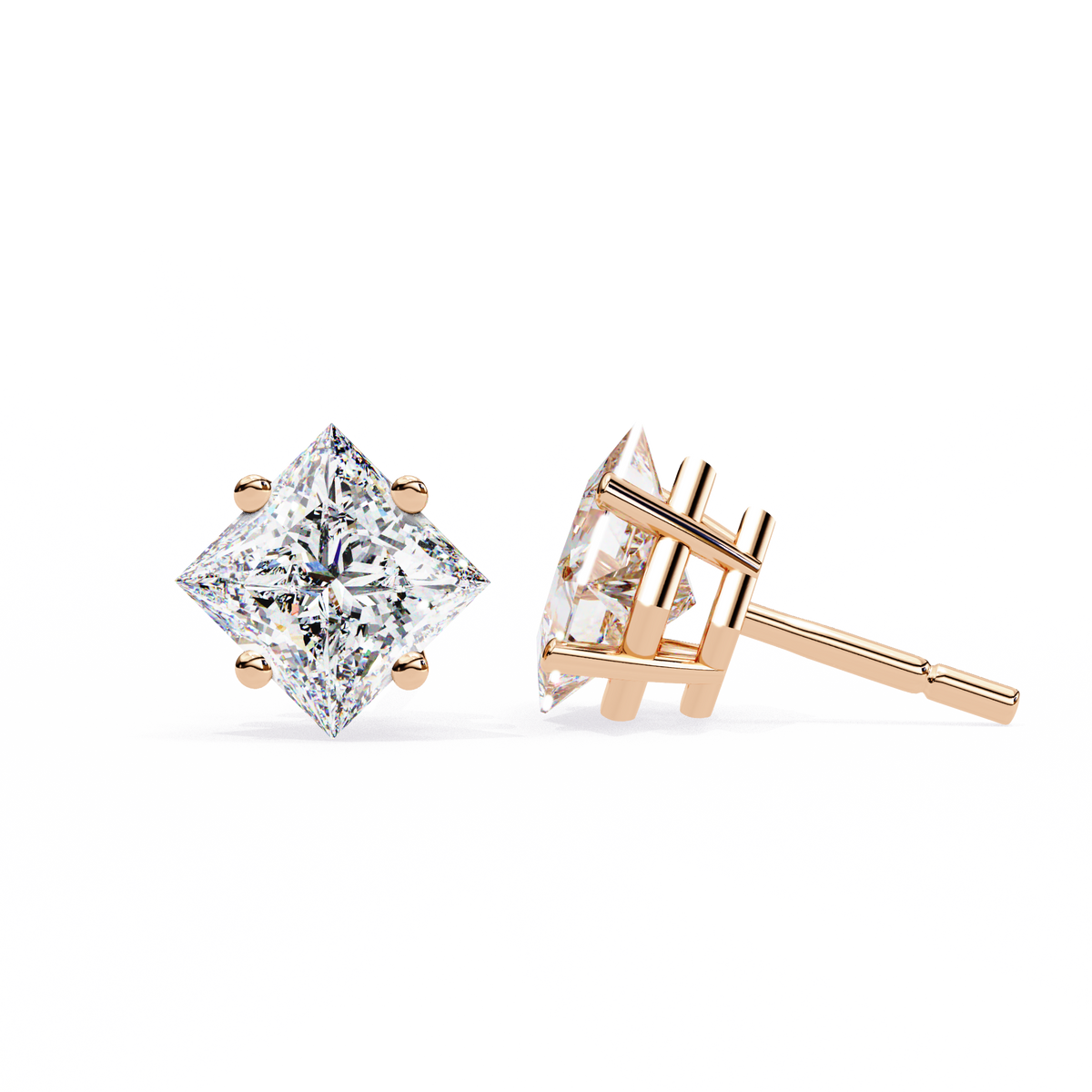 Celestial Princess Cut Stud Earrings