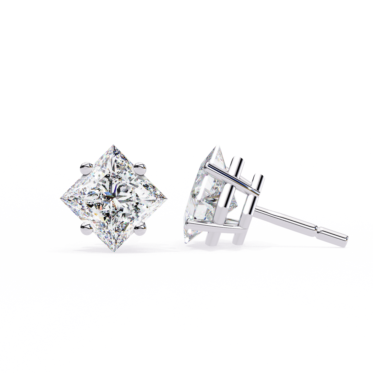 Celestial Princess Cut Stud Earrings