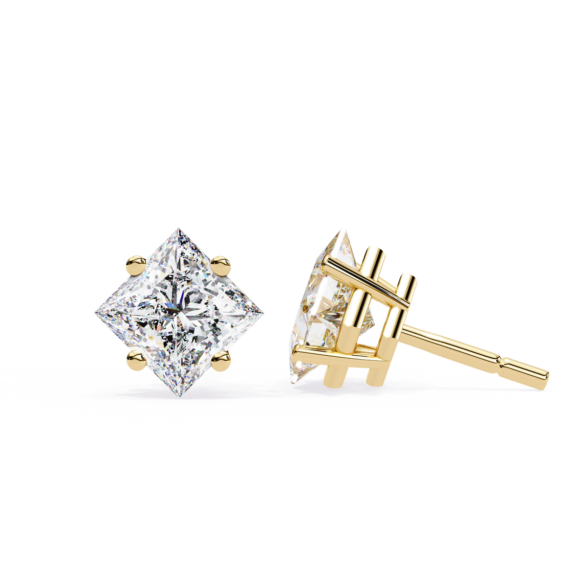 Celestial Princess Cut Stud Earrings