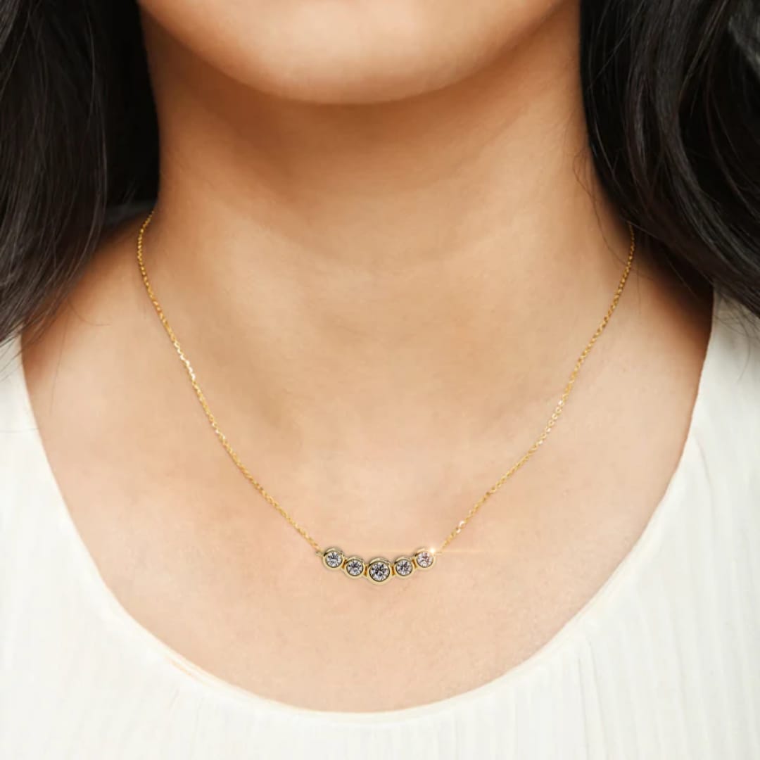 Five-Stone Bezel Diamond Necklace
