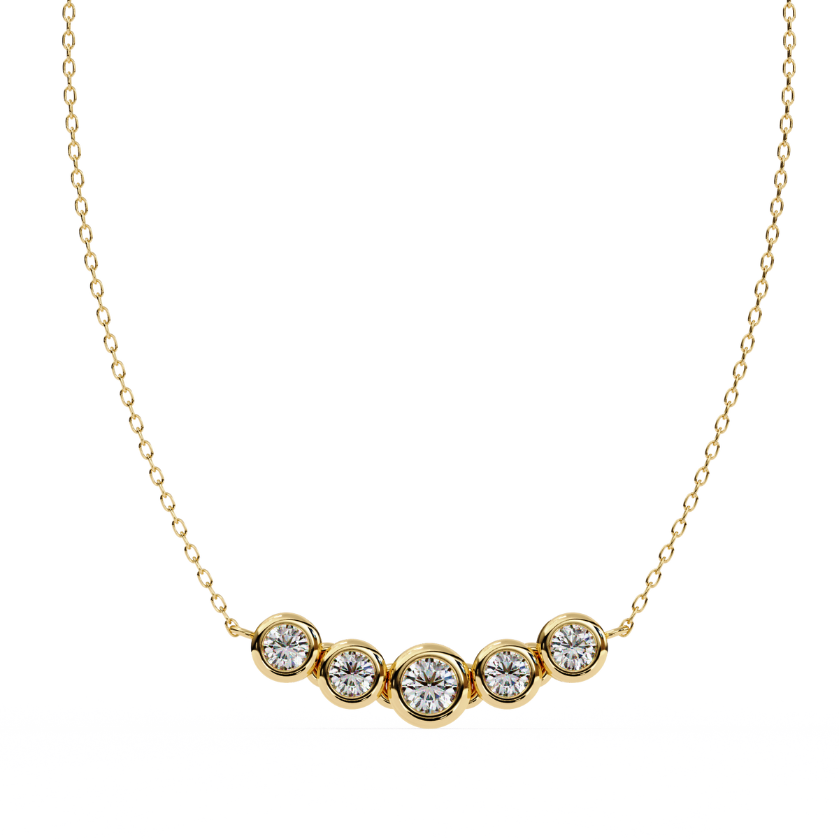 Five-Stone Bezel Diamond Necklace