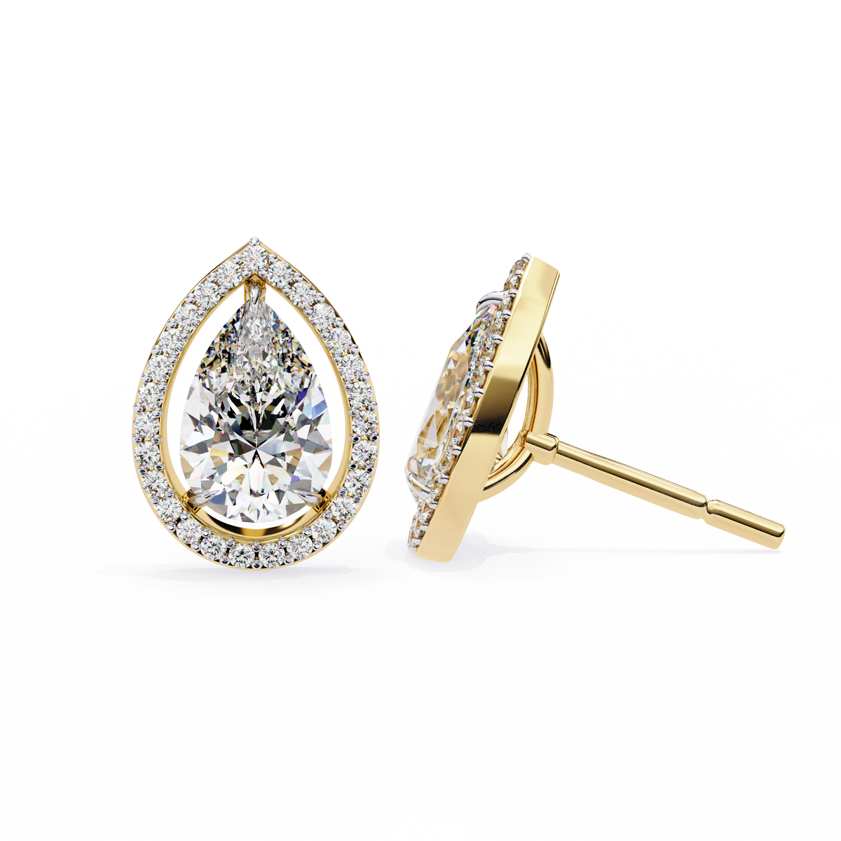 Pear-Shaped Diamond Halo Drop Earrings