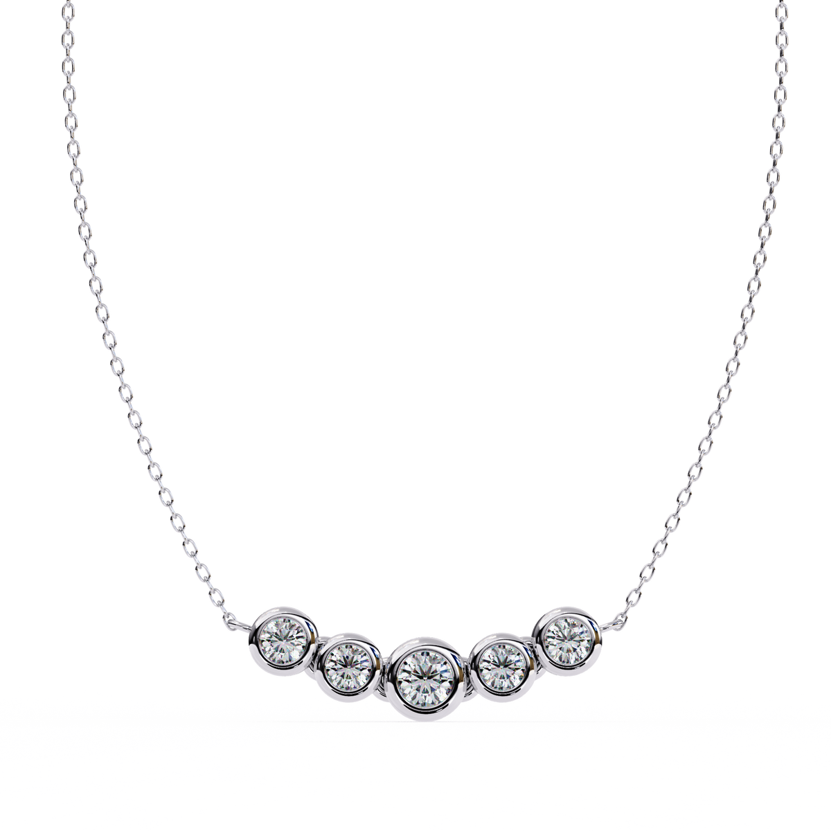 Five-Stone Bezel Diamond Necklace
