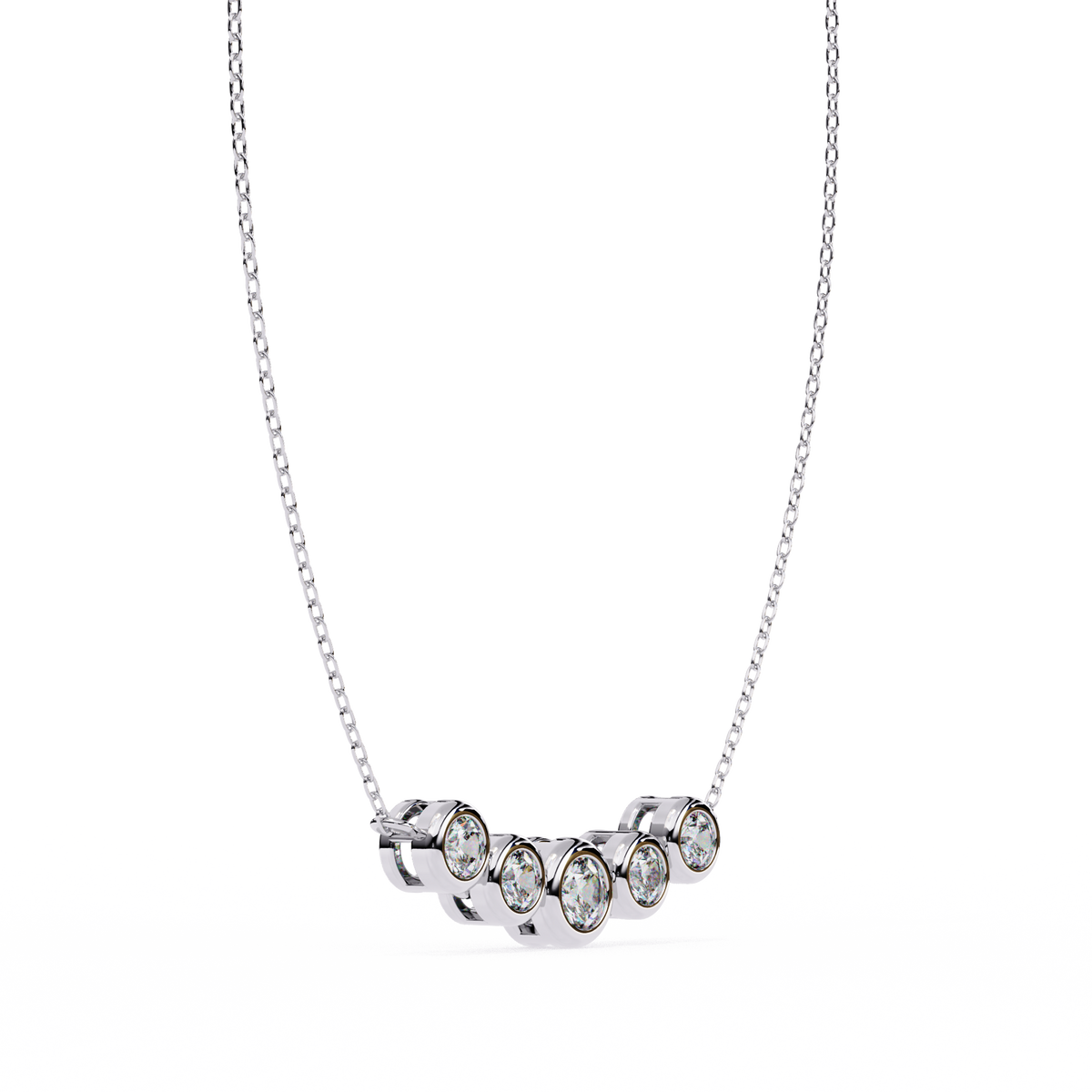 Five-Stone Bezel Diamond Necklace