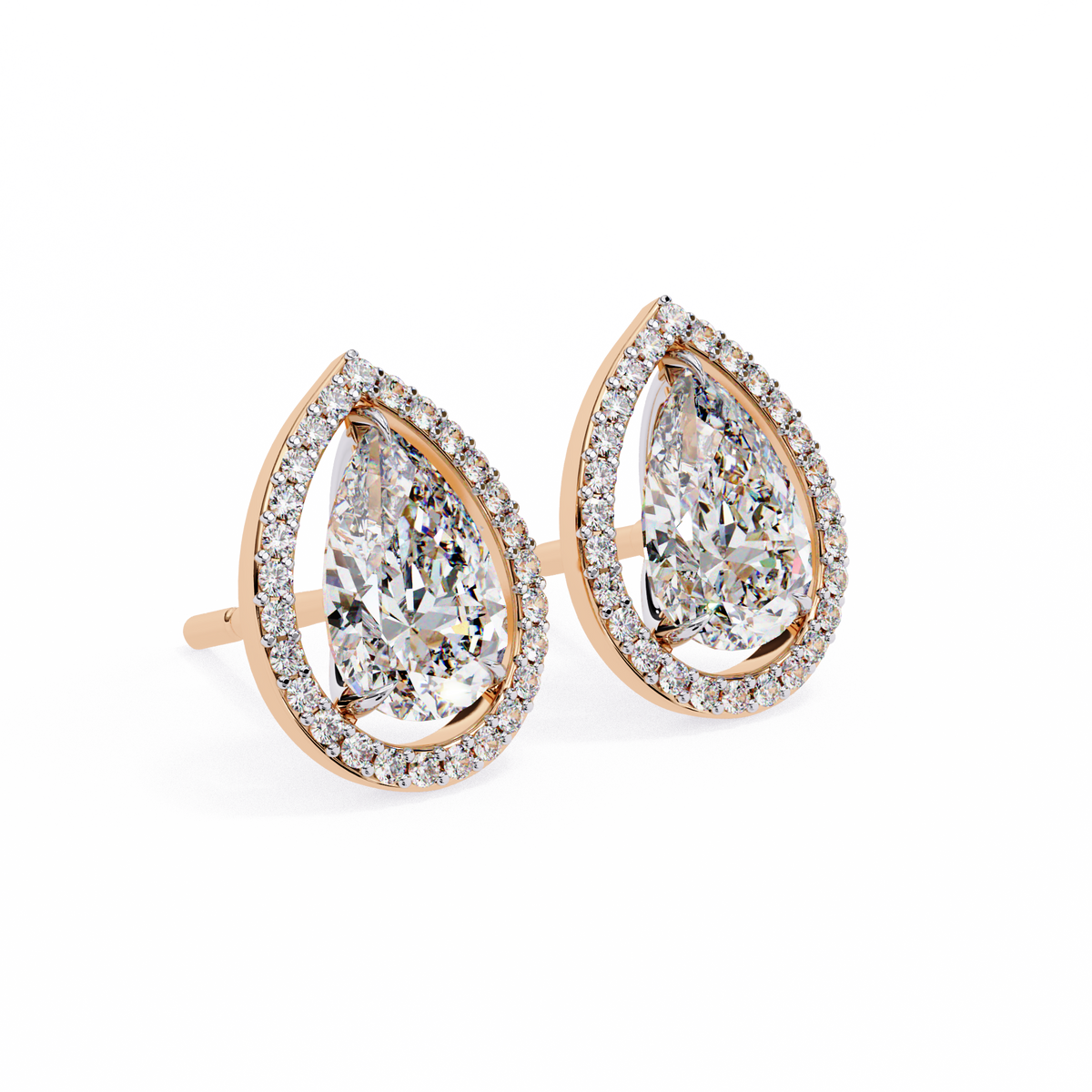 Pear-Shaped Diamond Halo Drop Earrings