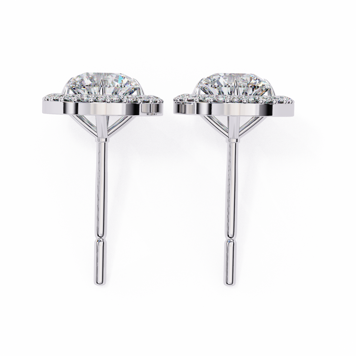 Oval-Cut Diamond Halo Stud Earrings