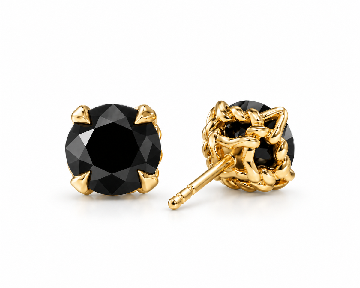 ÉCLAT NOIR — Natural Black Diamond Stud Earrings