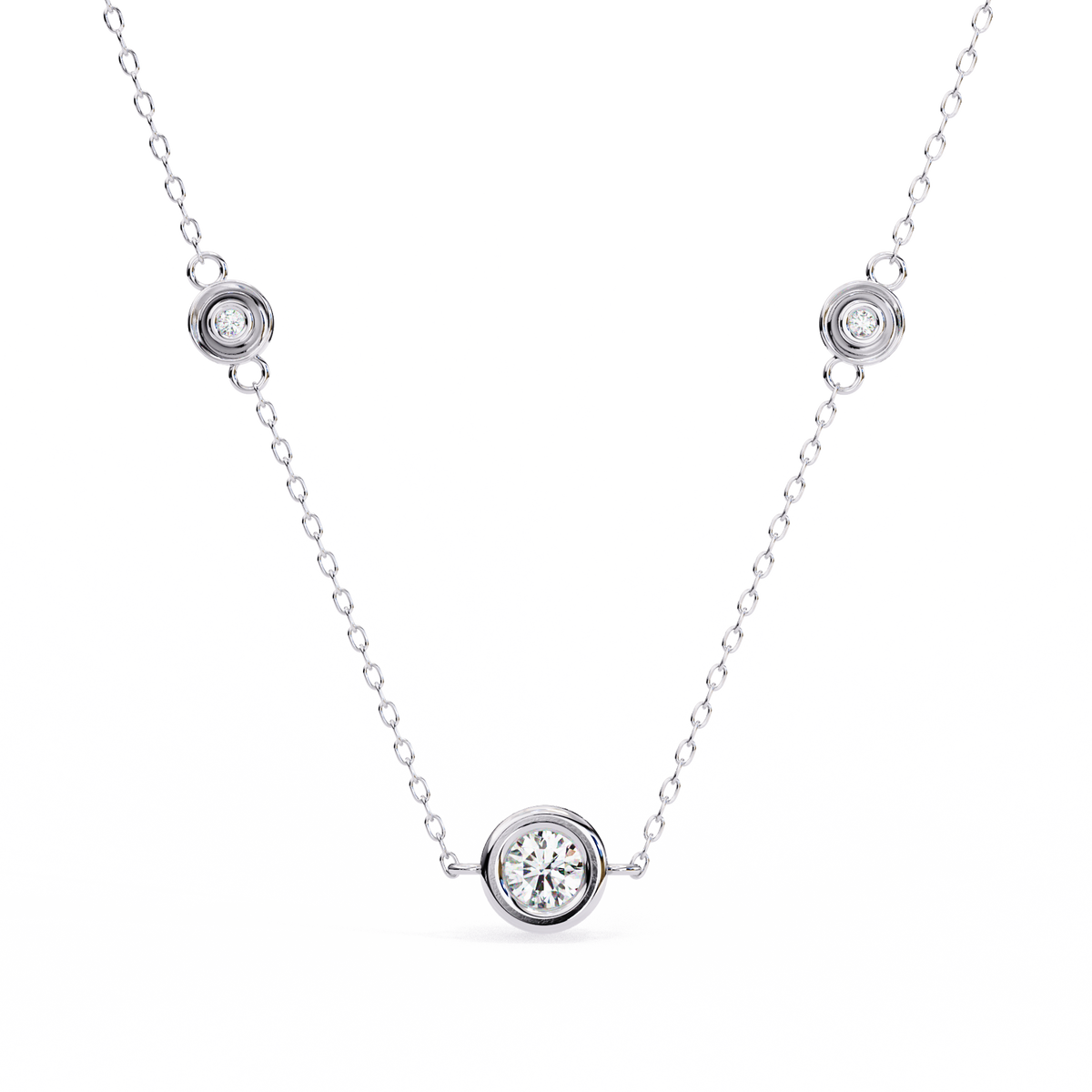 Elegant Crystal Circle Link Necklace