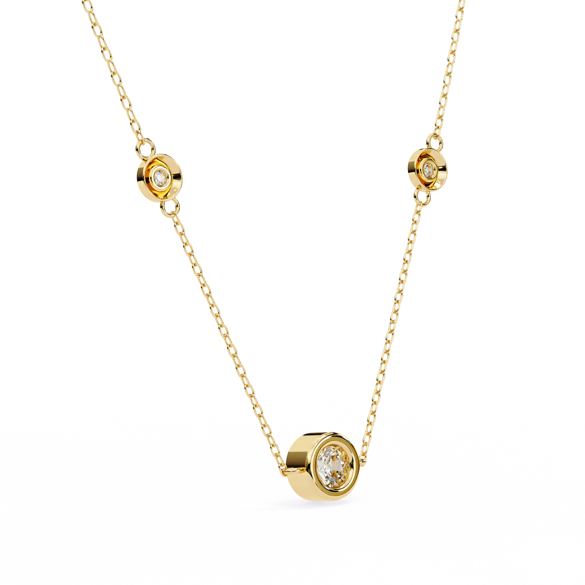 Elegant Crystal Circle Link Necklace