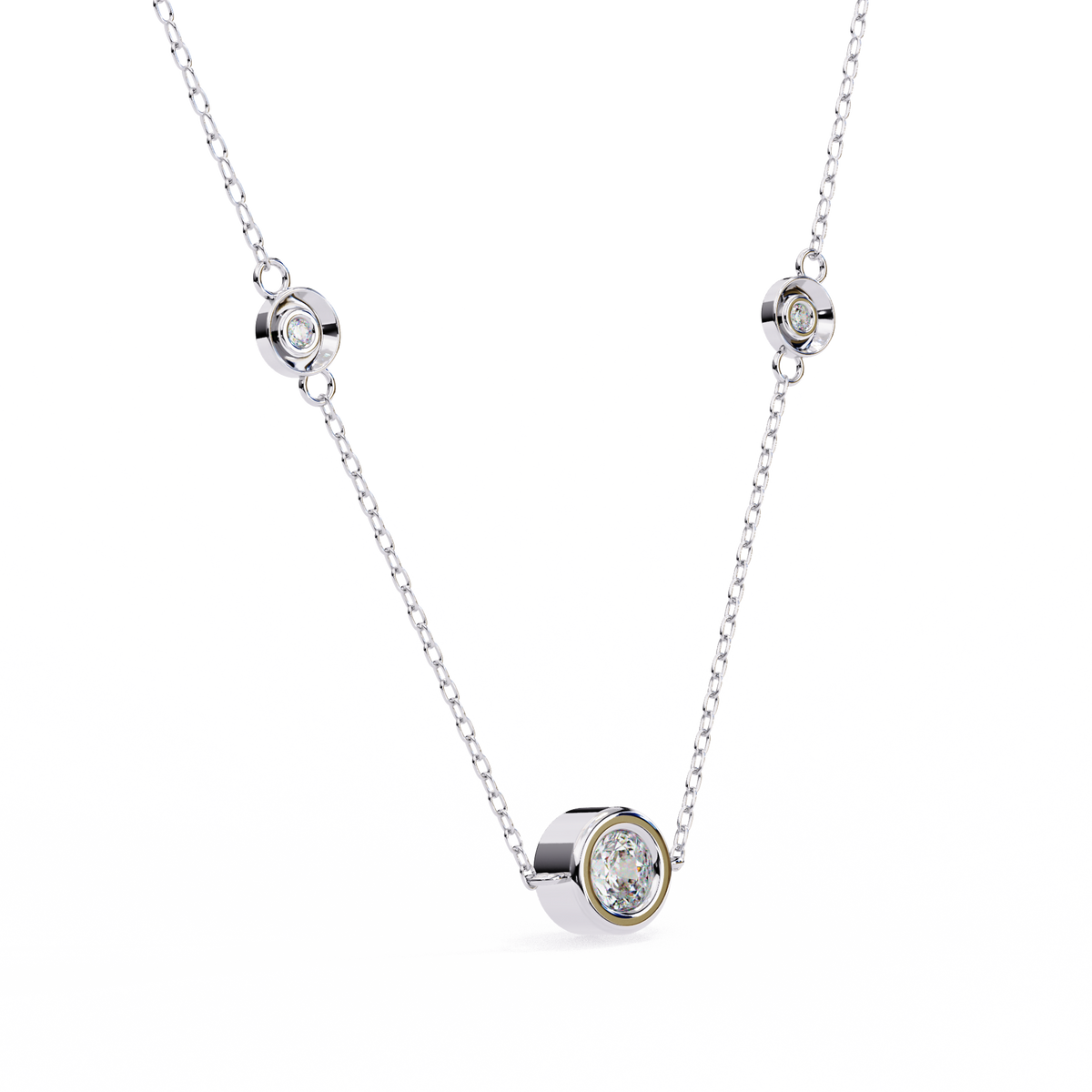 Elegant Crystal Circle Link Necklace