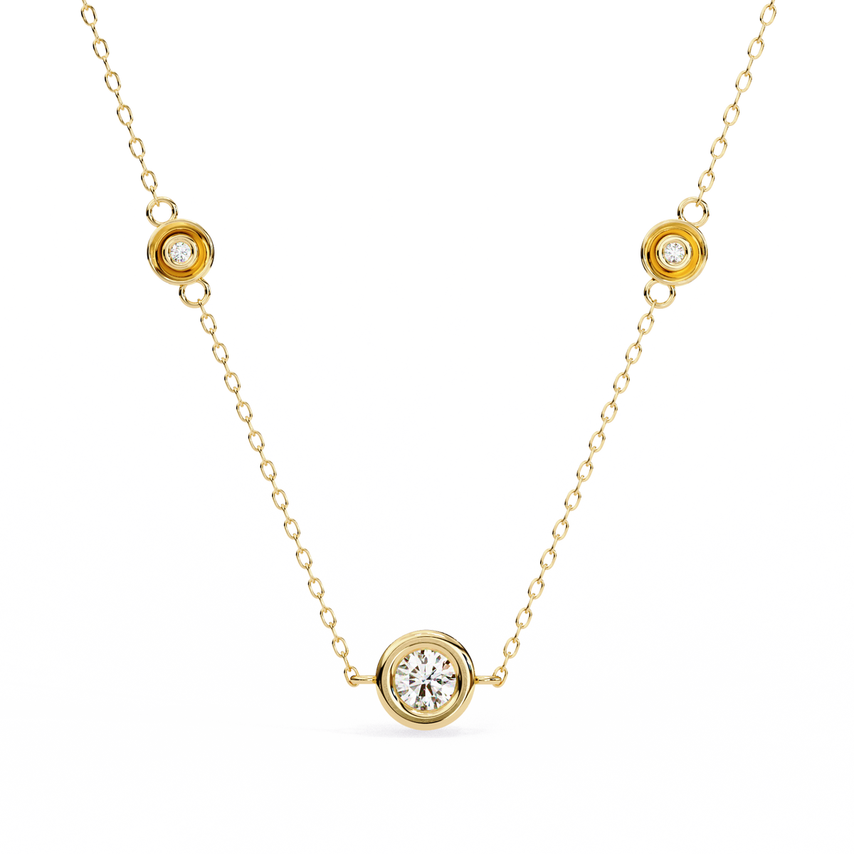 Elegant Crystal Circle Link Necklace