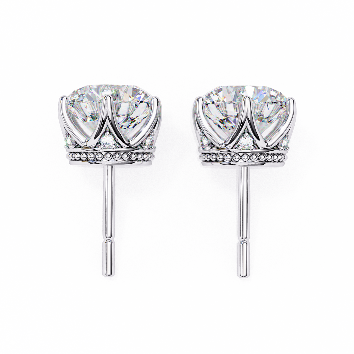 Aurora Crown Solitaire Earrings