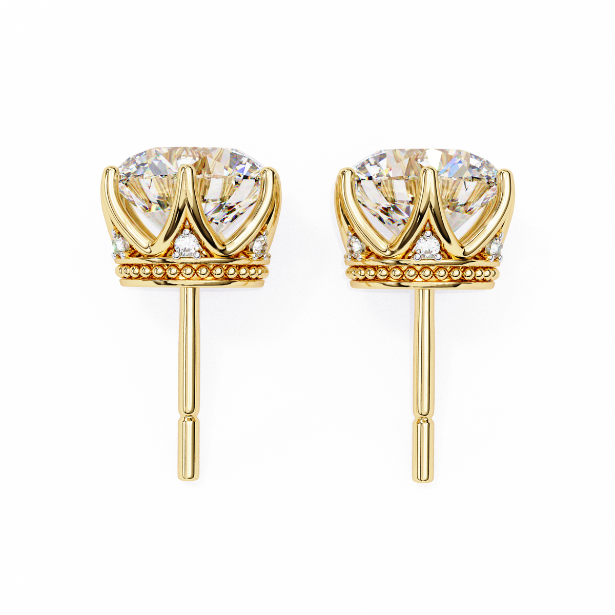 Aurora Crown Solitaire Earrings