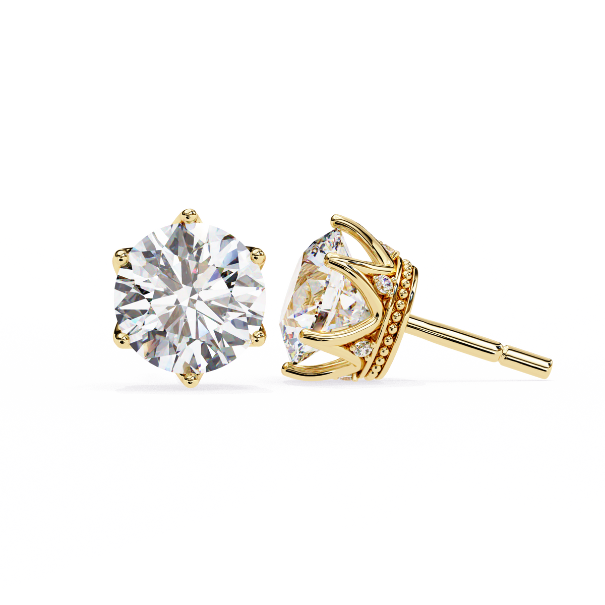 Aurora Crown Solitaire Earrings