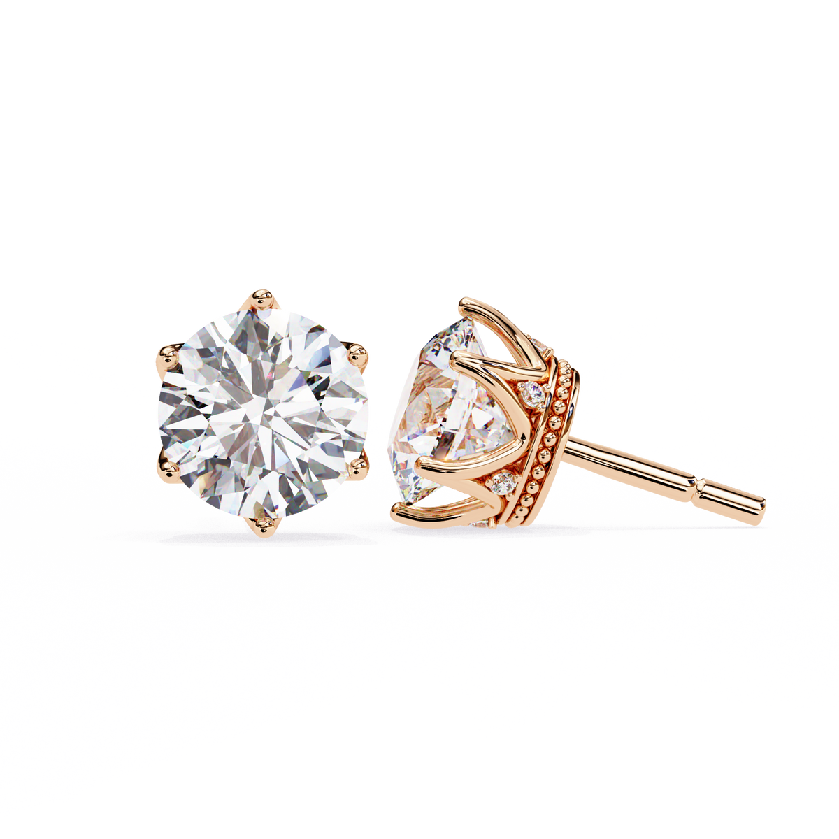 Aurora Crown Solitaire Earrings