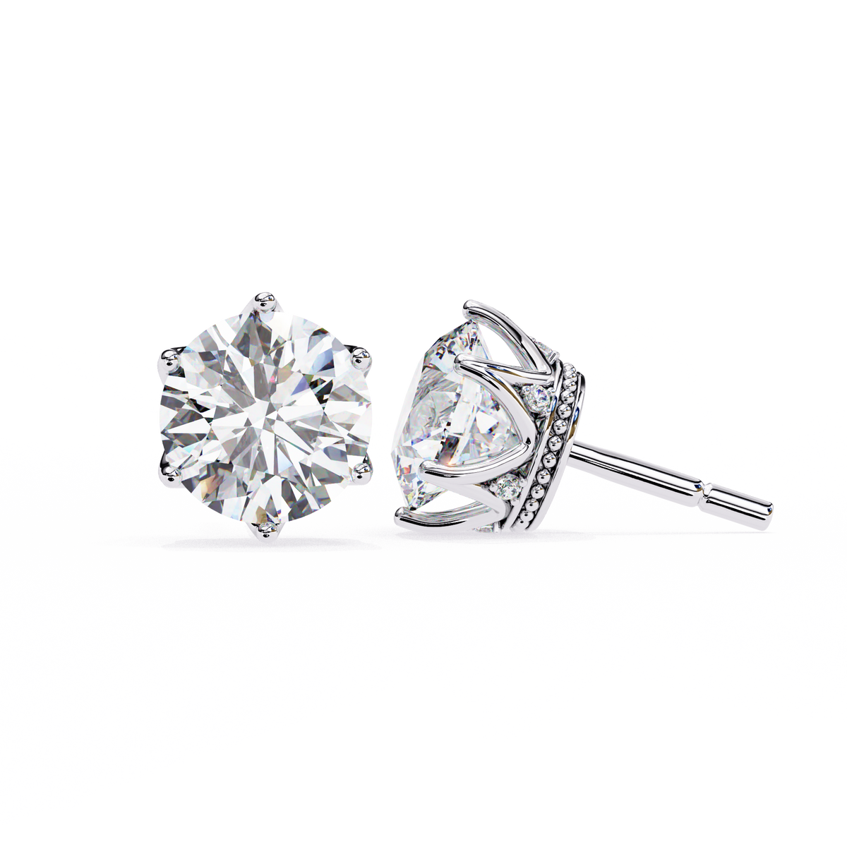 Aurora Crown Solitaire Earrings