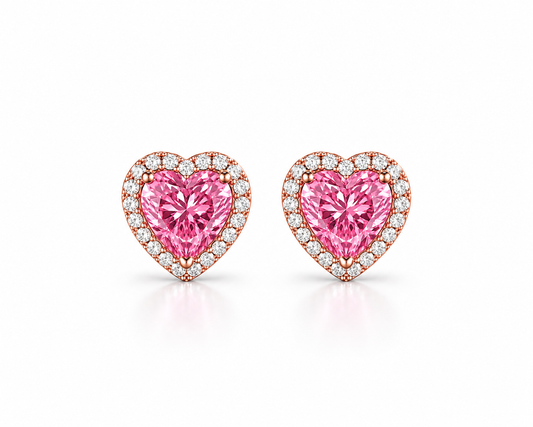Amoura Pink Heart Diamond Earrings