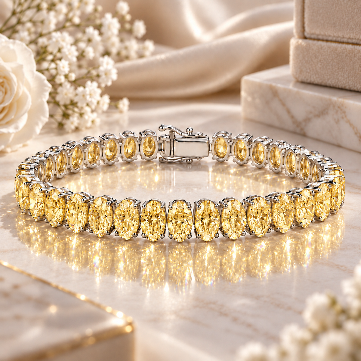 Soleil Yellow Oval Diamond Bracelet