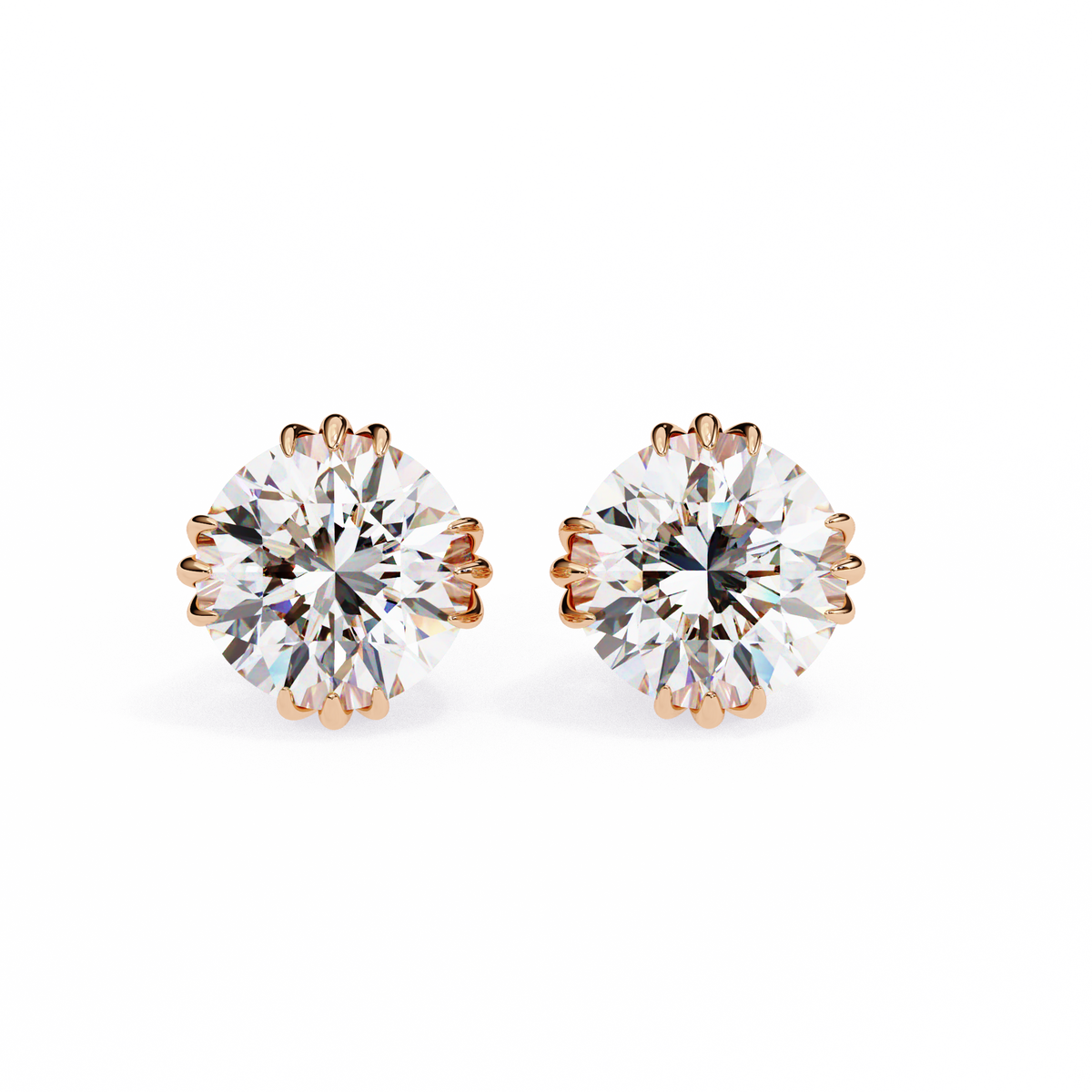Radiant Bloom Solitaire Stud Earrings